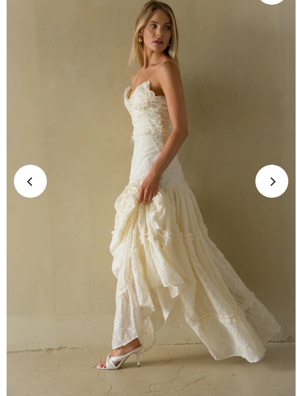 American Threads Ivory Lace Maxi Dress with Spaghetti Straps